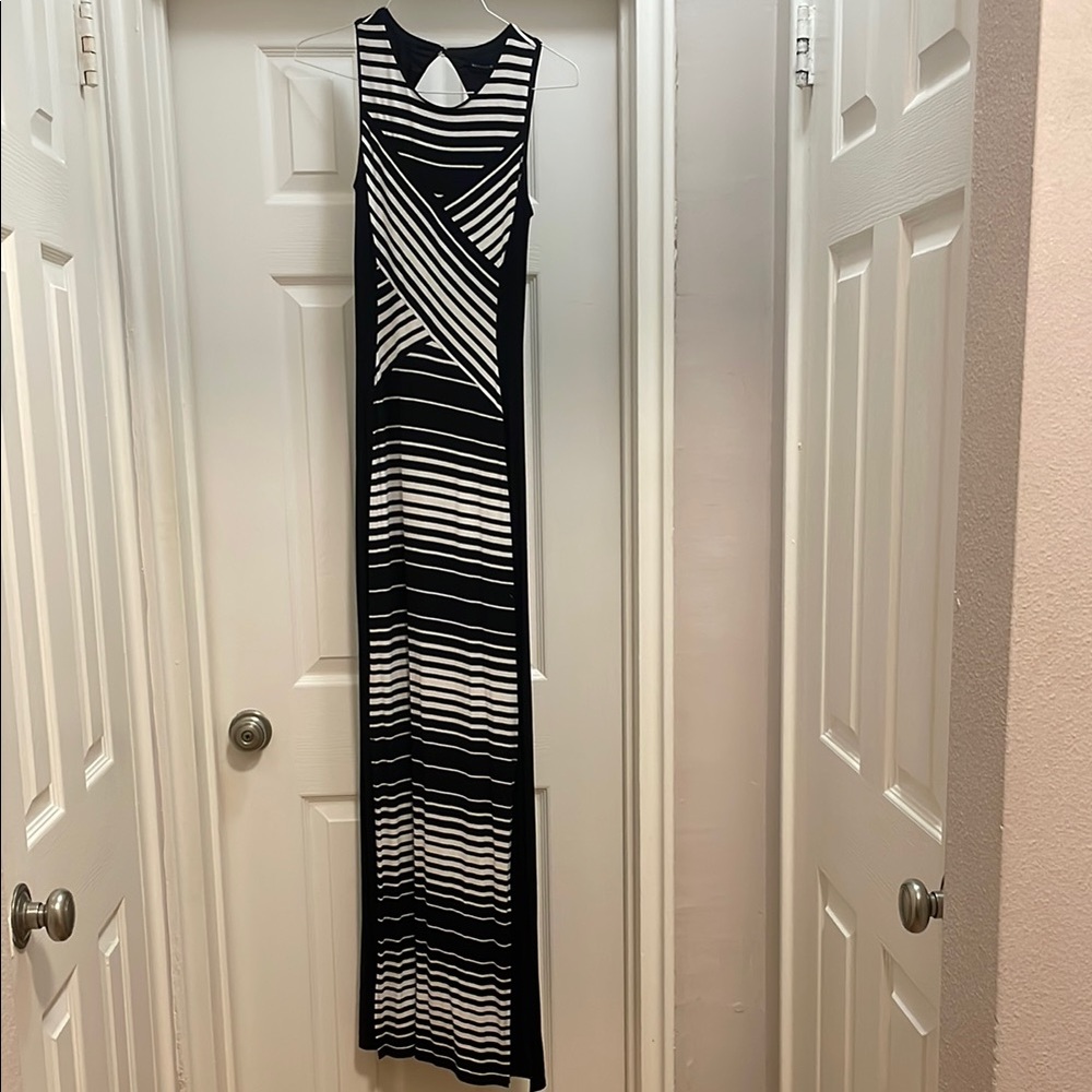 White House Black Market Black and White Geometric Maxi Dress